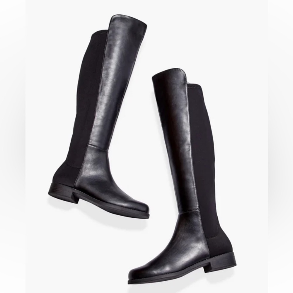 Michael Kors 50/50 Genuine Leather/ Stretchable Flat over the knee Boots